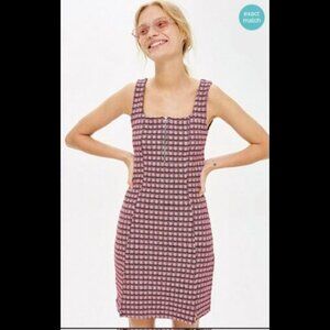 TOPSHOP Pink Plaid Check Mini Pinafore Dress – US 6, Zip Front 💖✨